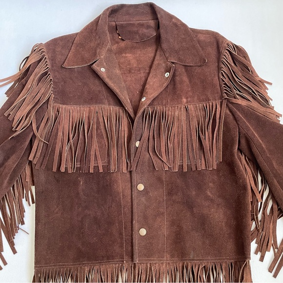 Womens Vintage Genuine Leather Fringe Western Brown Cowgirl Button Up Jacket - Picture 10 of 16